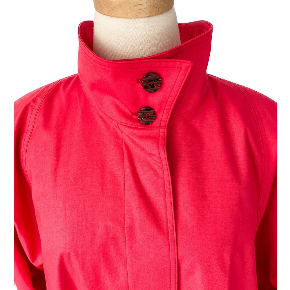 London Fog vintage HOT pink floral lining trench raincoat size LP XLP - Picture 5 of 10